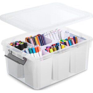 17 QT Plastic Storage Bins Clear Storage Box with Lids Multipurpose Stackable St